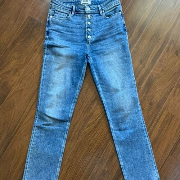 PAIGE 27 Cindy Vintage High Rise Exposed Buttonfly Straight Leg Jean - Picture 5 of 11